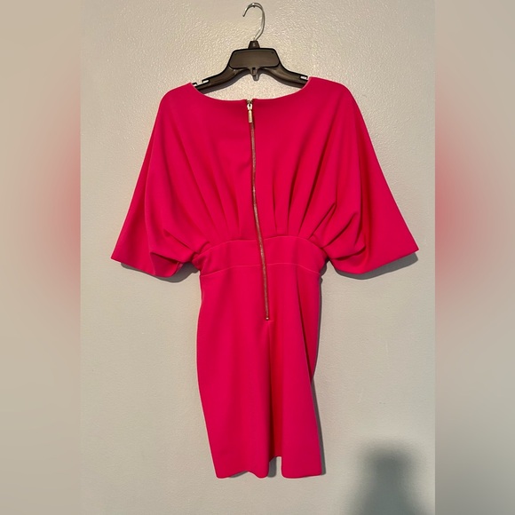 V neck short pink party dress - Picture 5 of 7